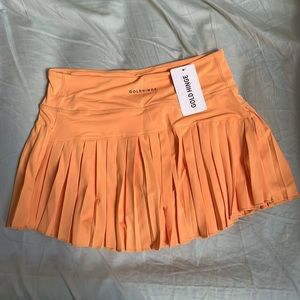 Gold Hinge Sunrise Orange Pleated Tennis Skirt